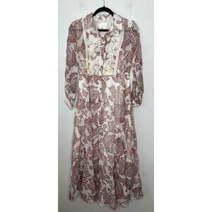 Anthropologie Aleah Allaire Paisley Printed Maxi Dress Long Sleeve Size XS P